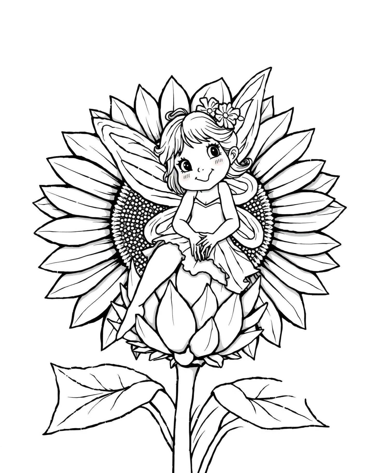 Sunflower Fairy Coloring Page cover
