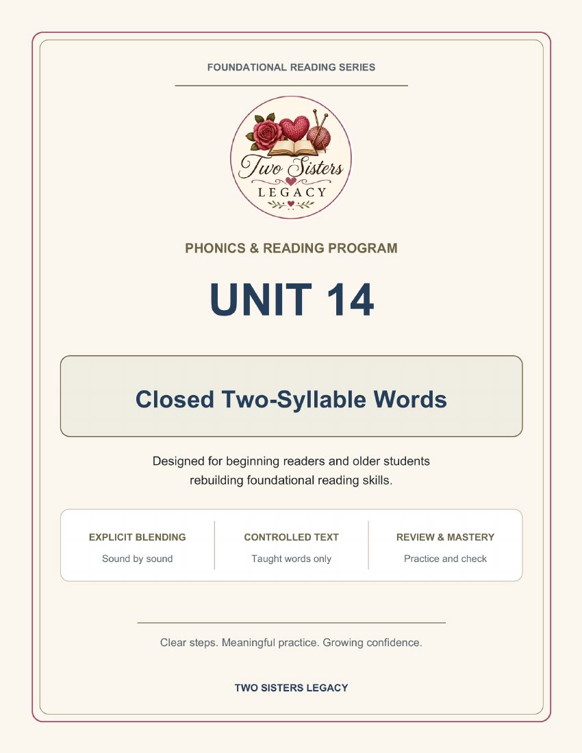 Reading Program Unit 14: Closed Two-Syllable Words cover