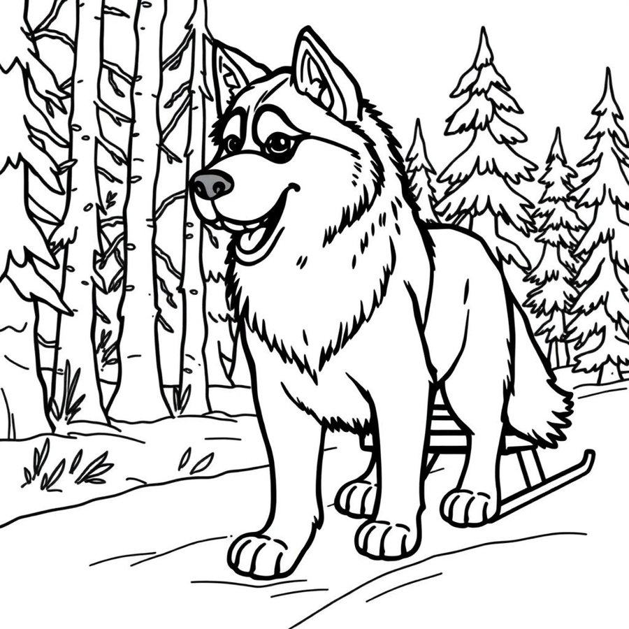 Alaskan Malamute Coloring Page cover