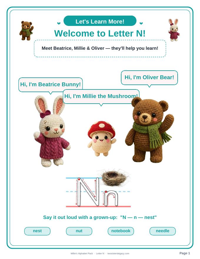 Letter N pack sample page 1