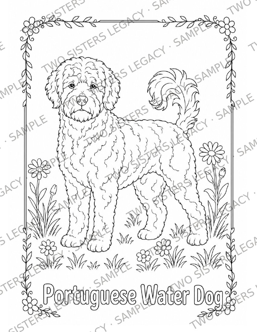 Portuguese Water Dog Coloring Page cover