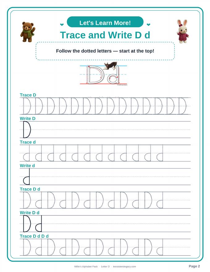 Letter D pack sample page 2