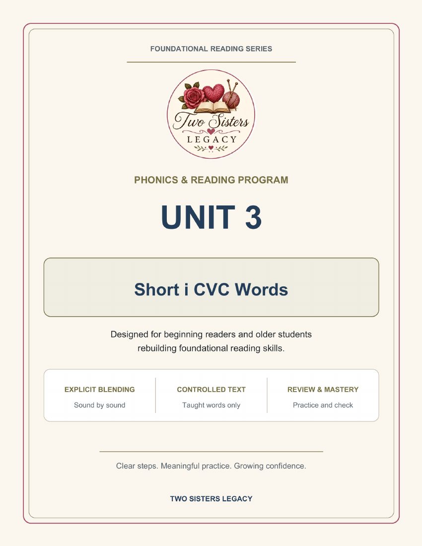 Reading Program Unit 3: Short i CVC Words cover
