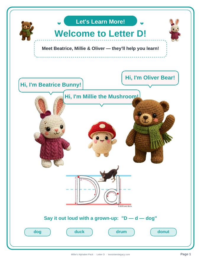 Letter D pack sample page 1