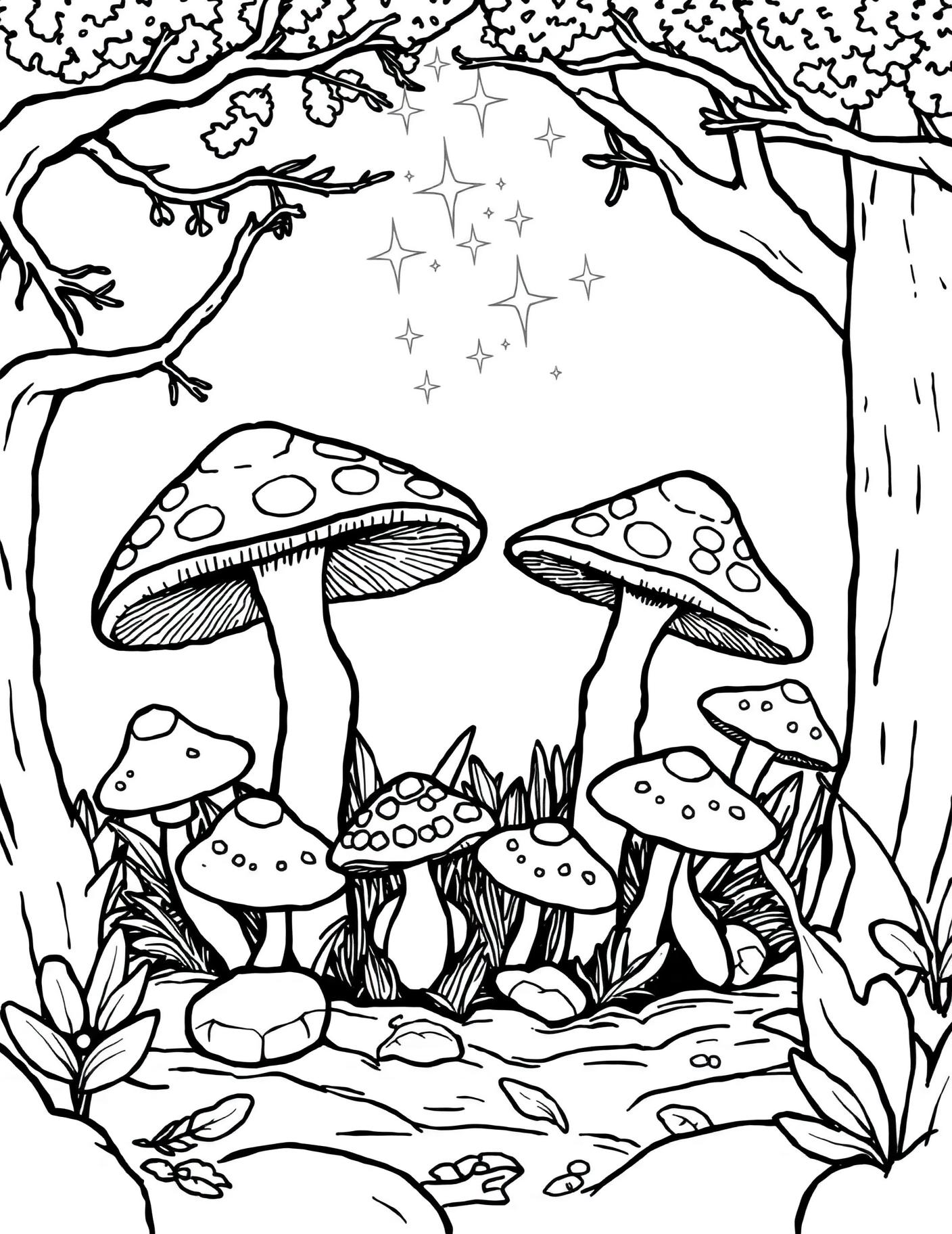 Fairy Ring of Mushrooms Coloring Page cover