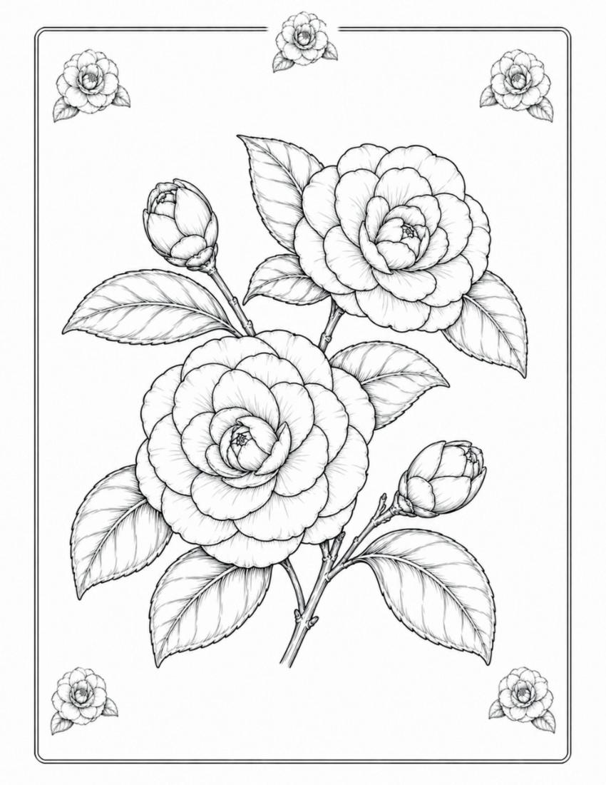 Camellia Coloring Page cover
