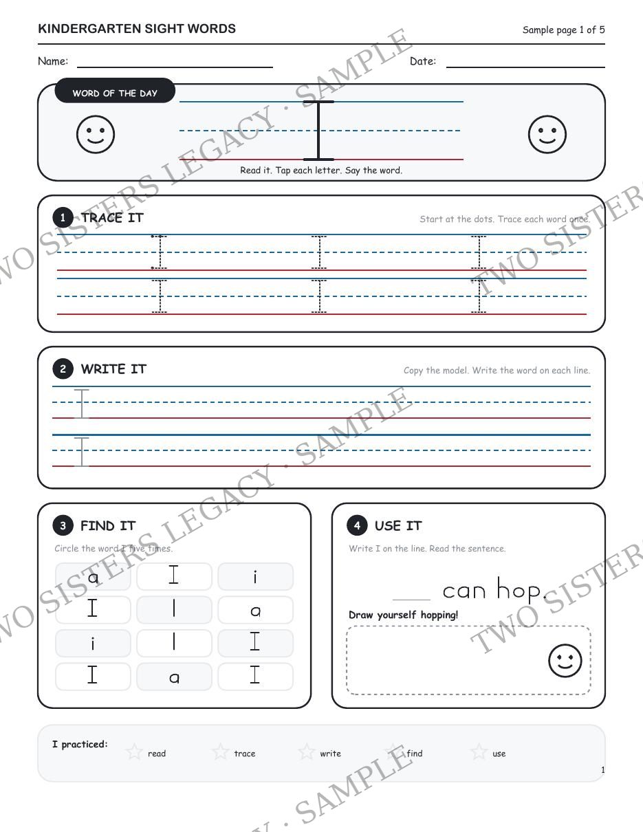 Kindergarten Sight Words — Complete 8-Pack Bundle cover