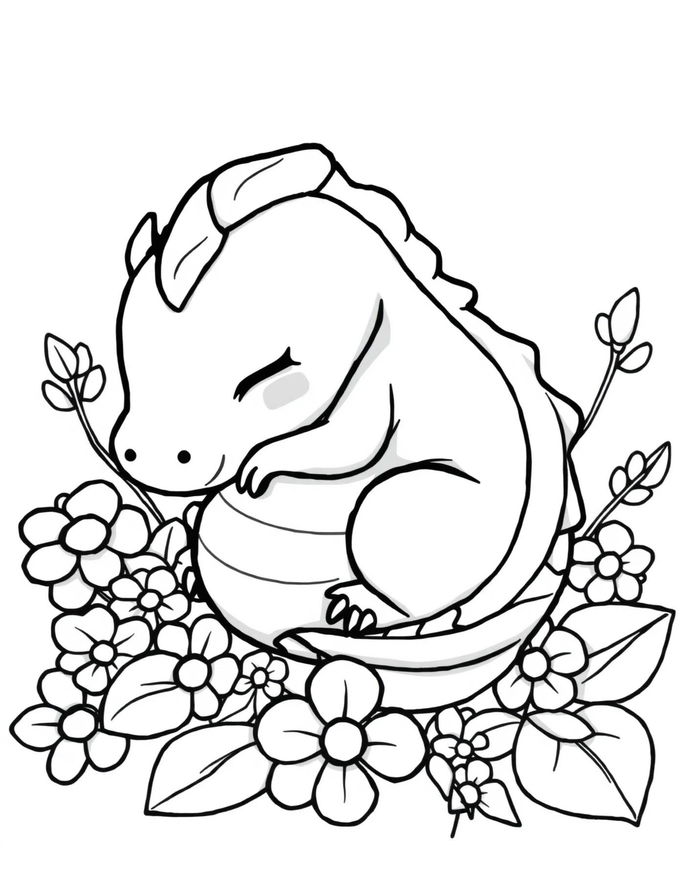 Baby Dragon Napping Coloring Page cover