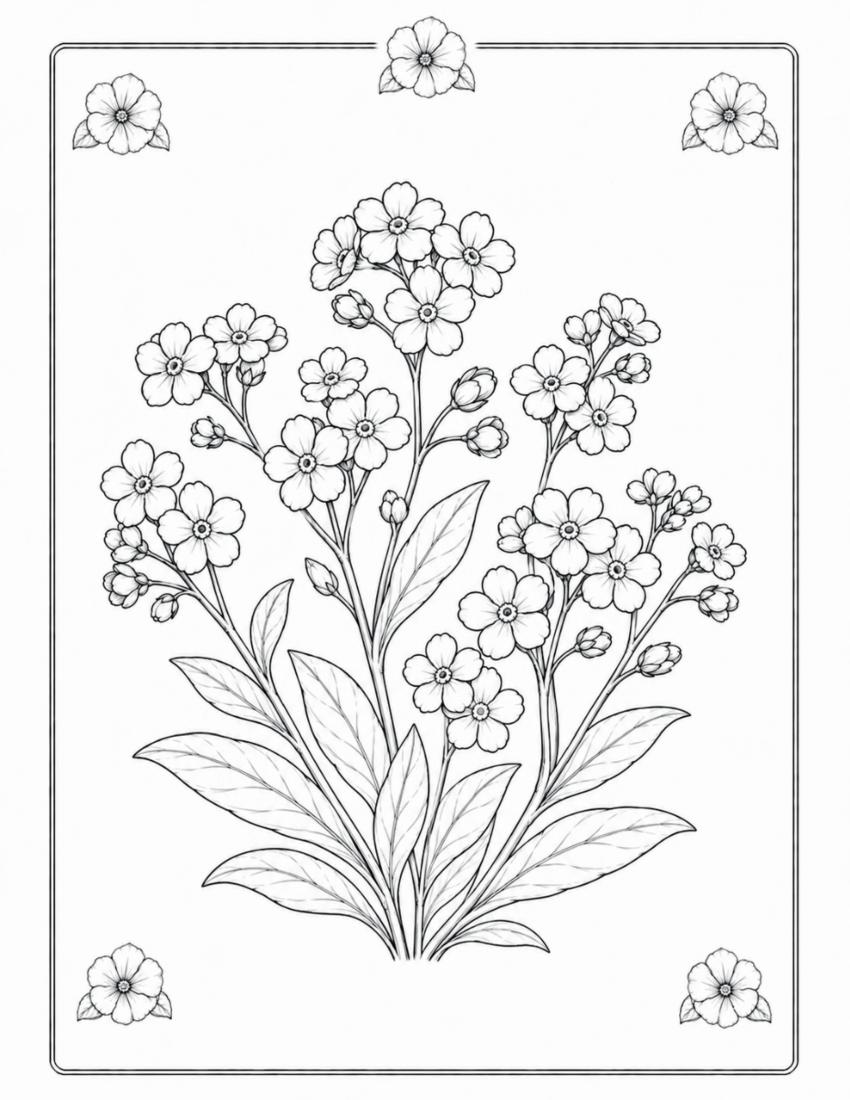 Forget-Me-Not Coloring Page cover