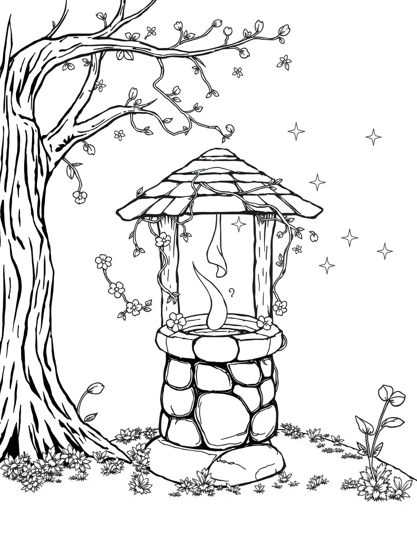 Enchanted Wishing Well Coloring Page cover