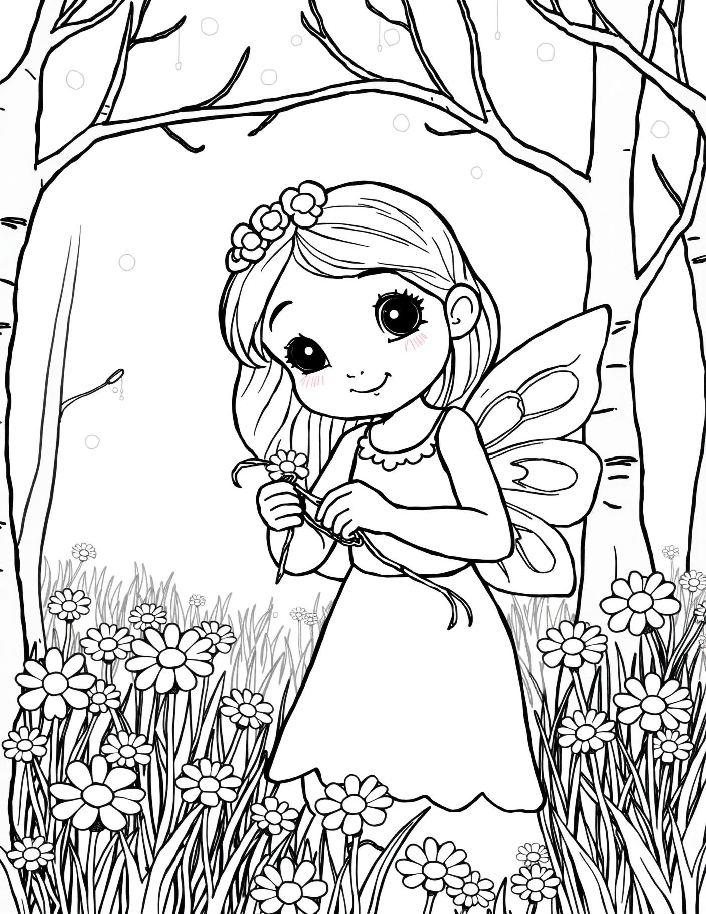 Daisy Chain Fairy Coloring Page cover