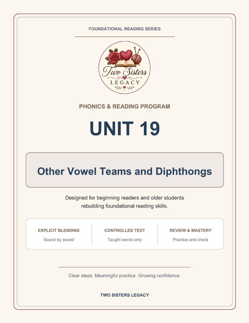 Reading Program Unit 19: Other Vowel Teams & Diphthongs cover