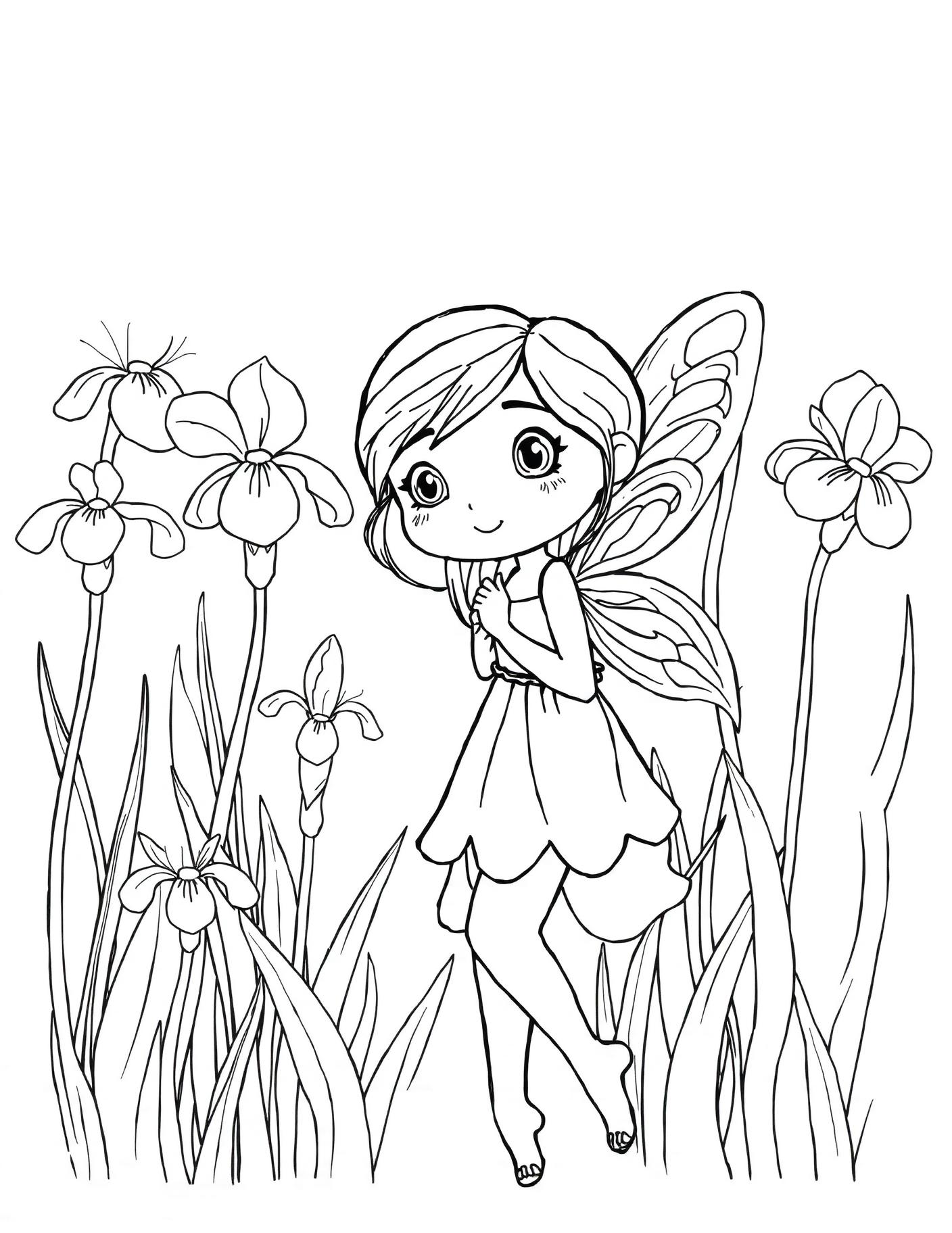 Iris Fairy Coloring Page cover