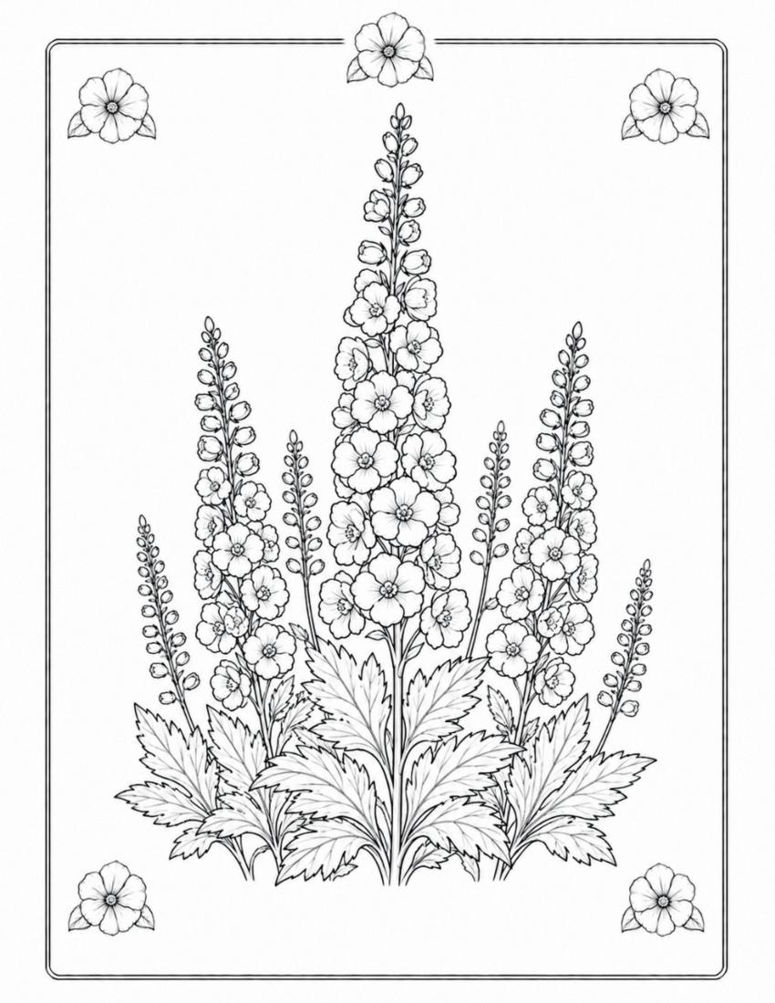 Delphinium Coloring Page cover