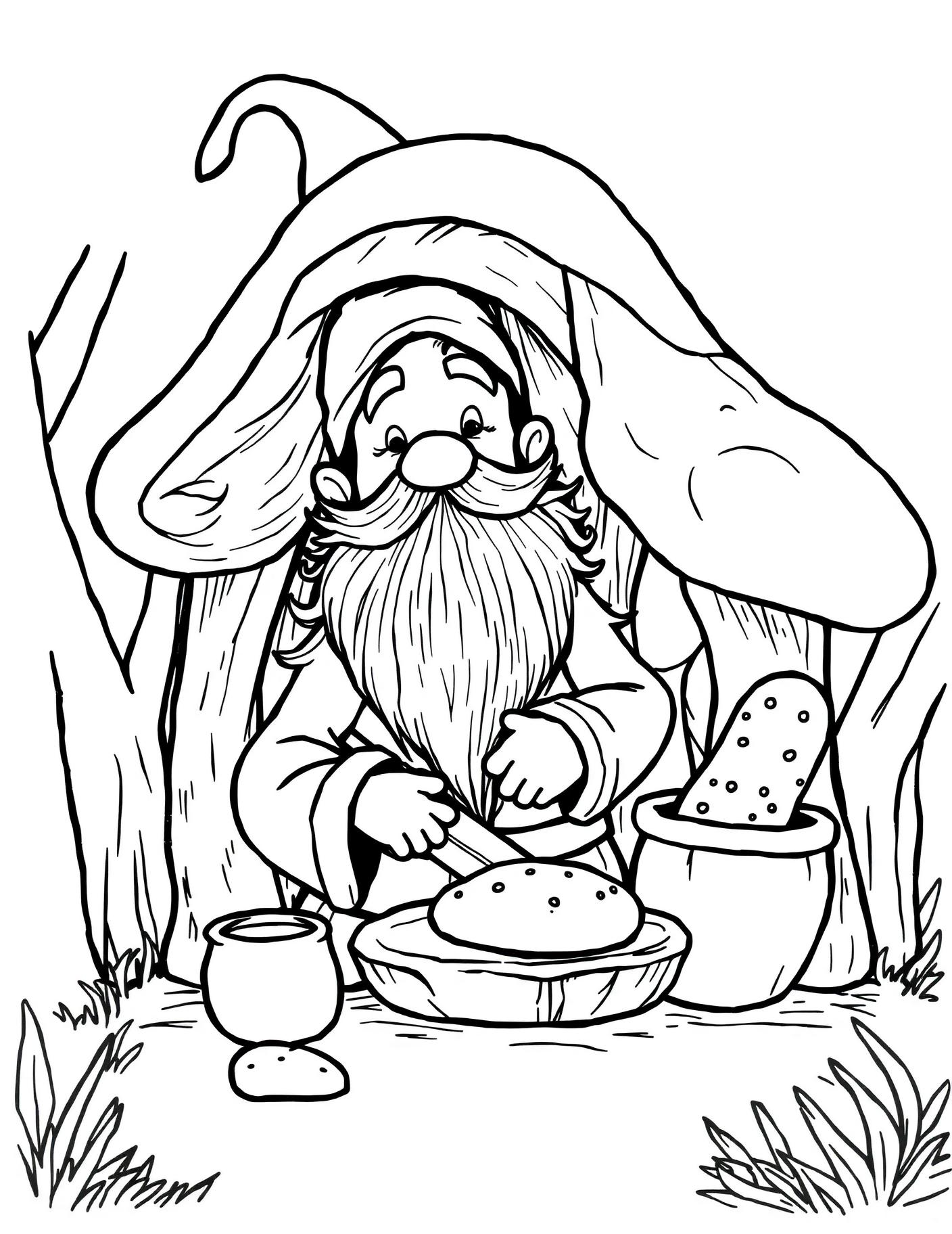 Gnome Baking Bread Coloring Page cover