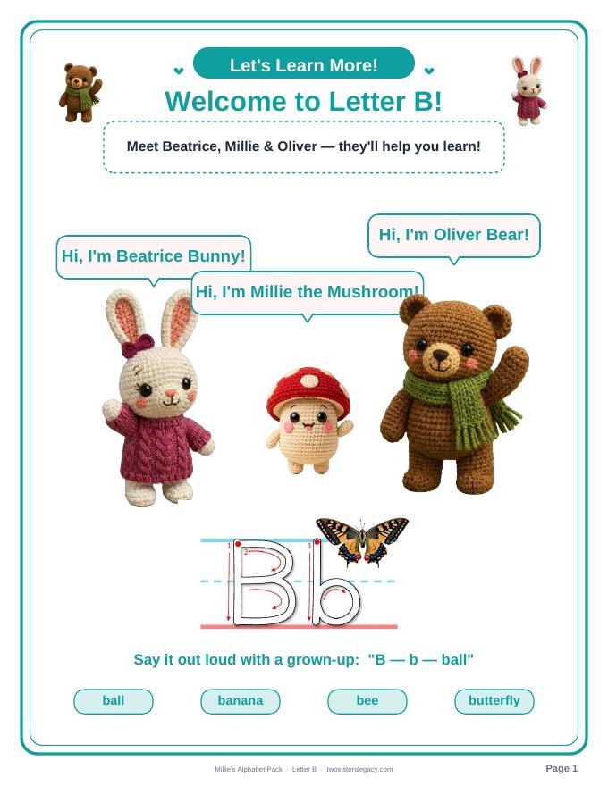 Letter B pack sample page 1