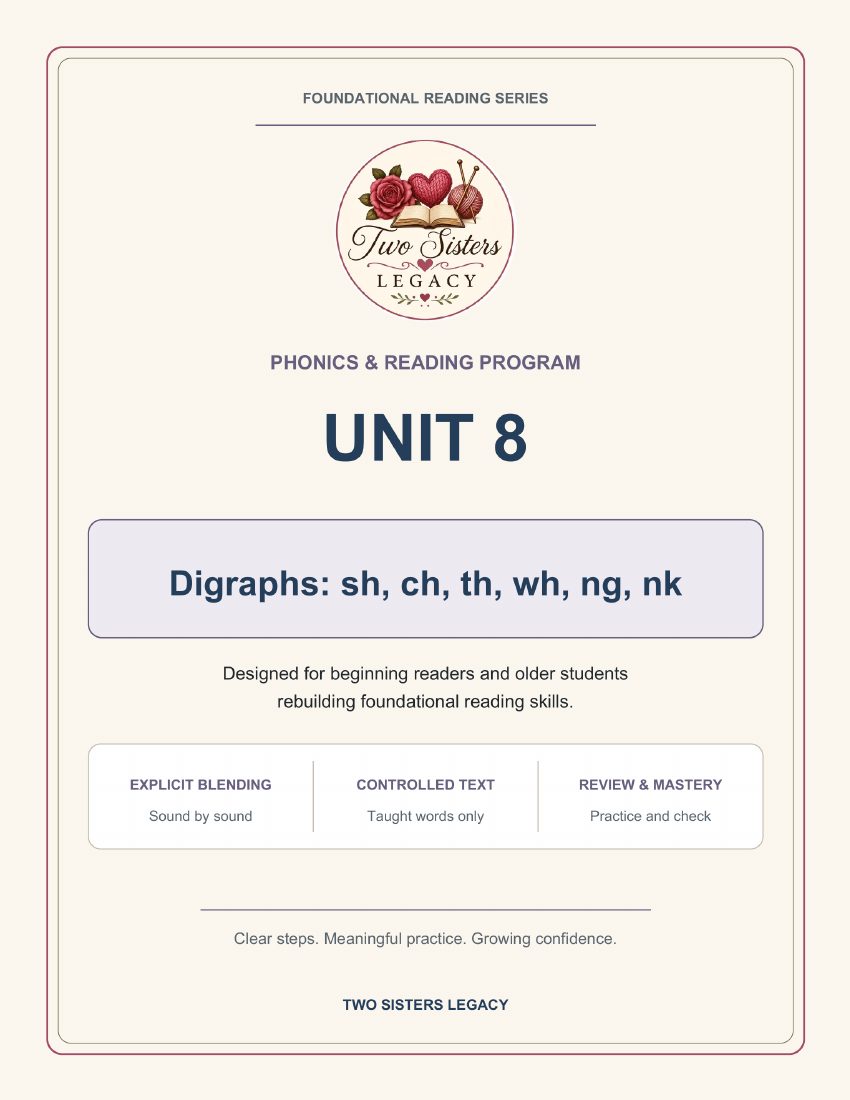 Reading Program Unit 8: Digraphs: sh, ch, th, wh, ng, nk cover