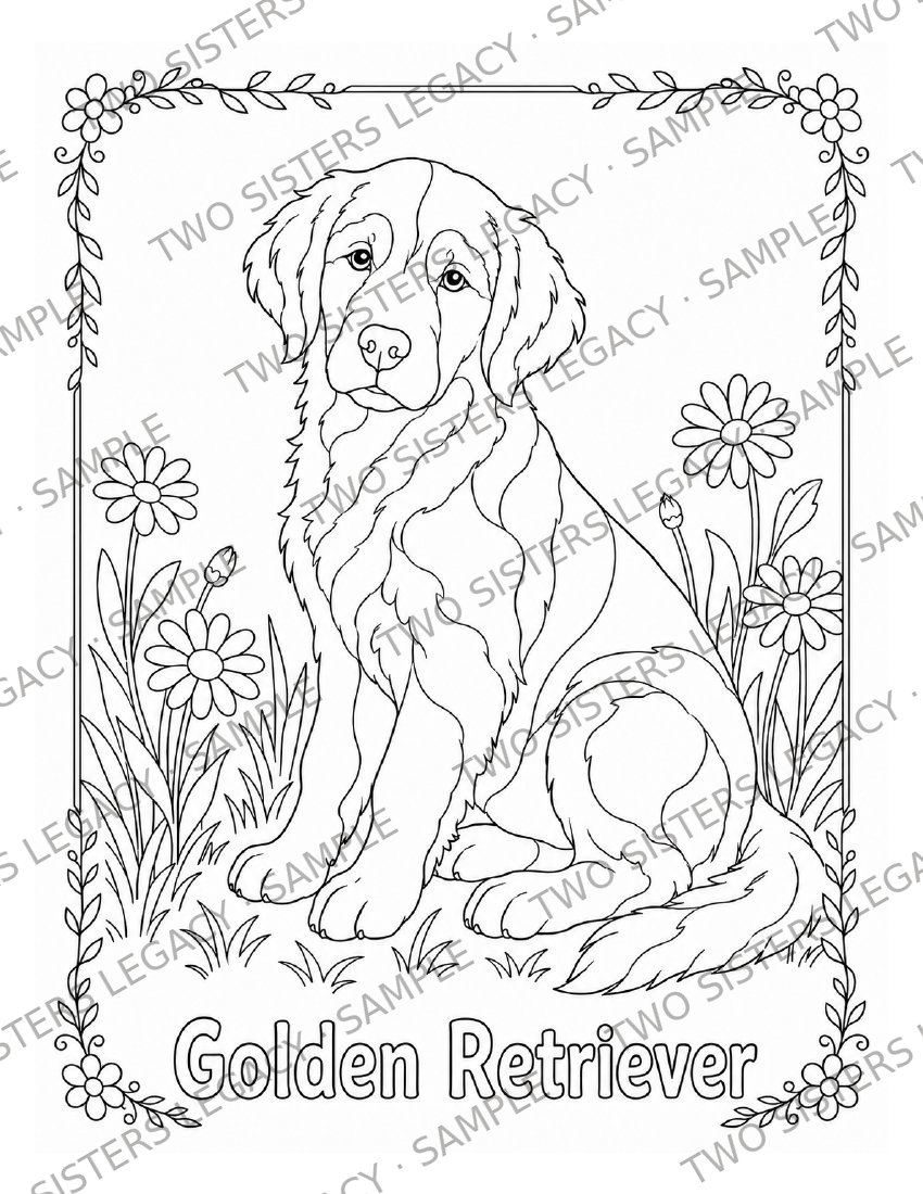 Golden Retriever Coloring Page cover