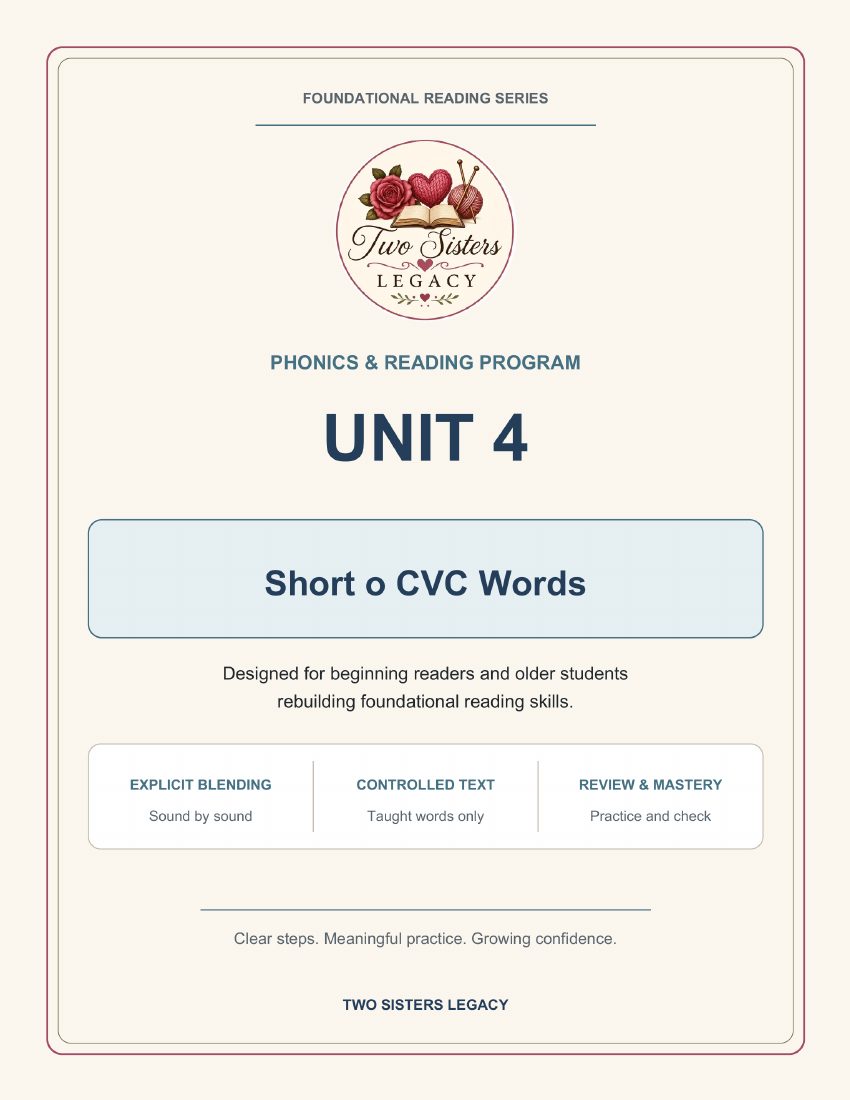 Reading Program Unit 4: Short o CVC Words cover