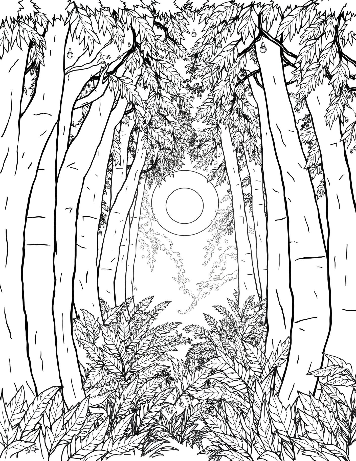 Sunrise Through Ferns Coloring Page cover