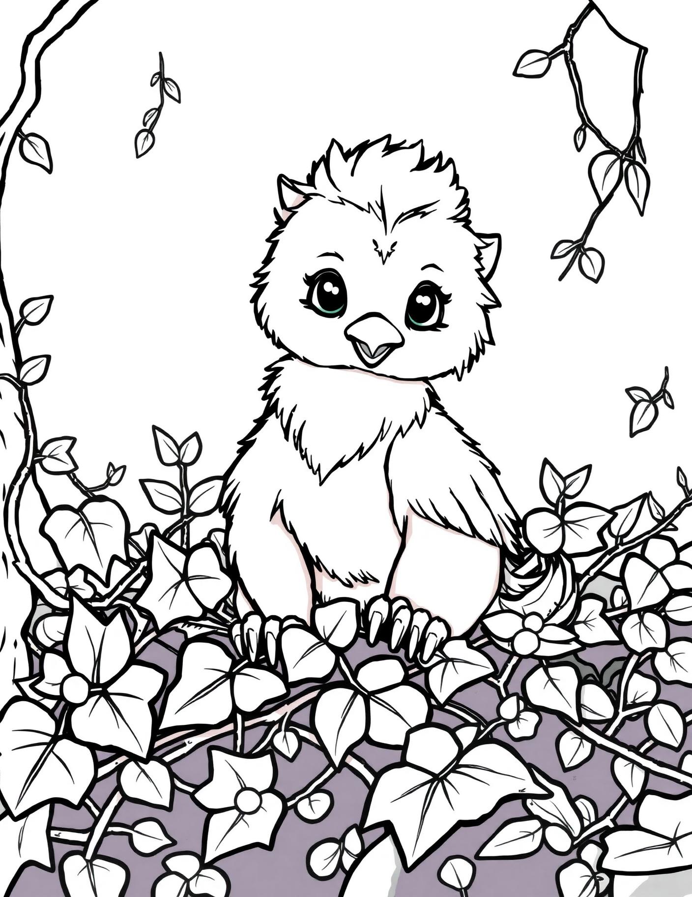 Griffin Chick in Ivy Coloring Page cover