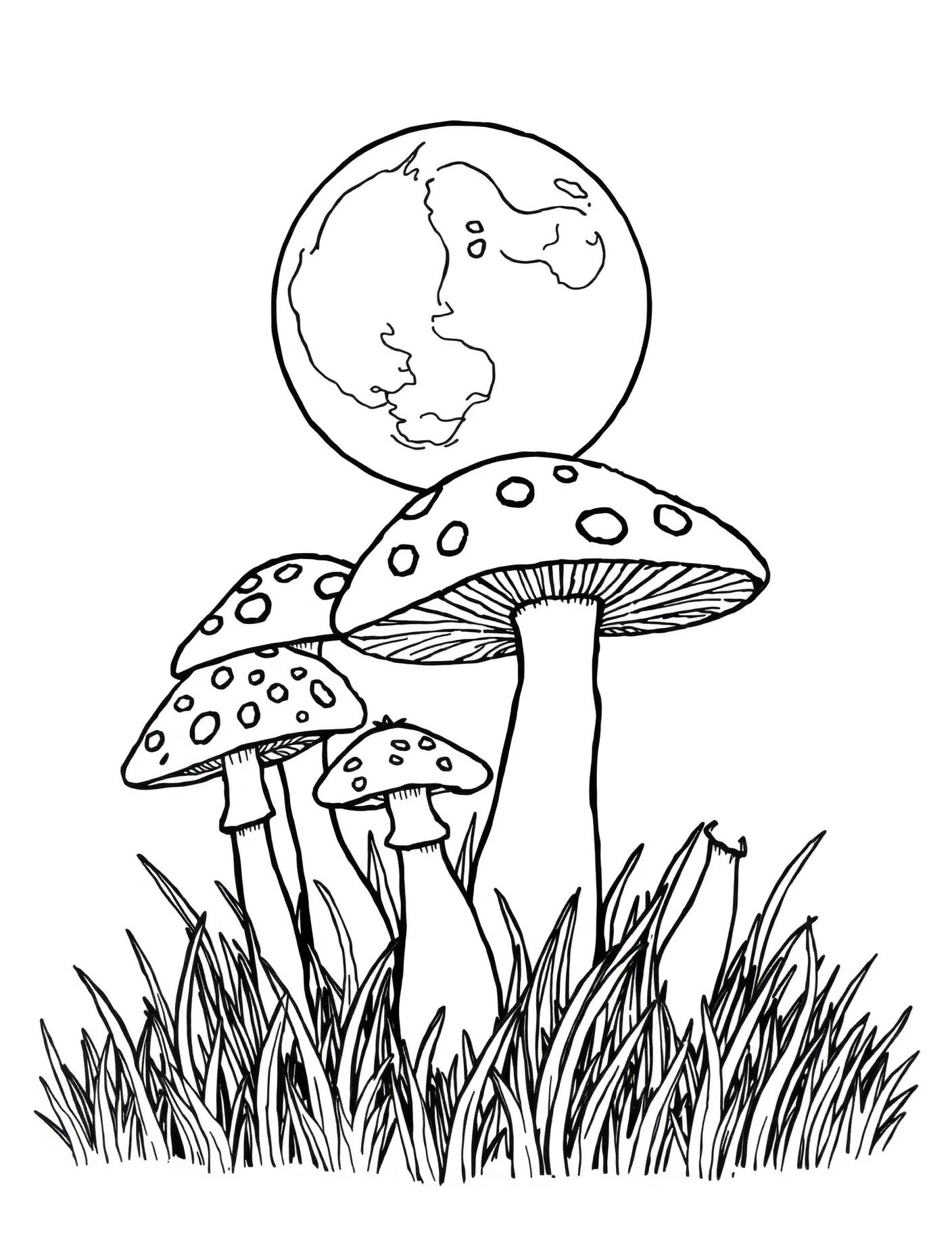 Full Moon Over Toadstools Coloring Page cover