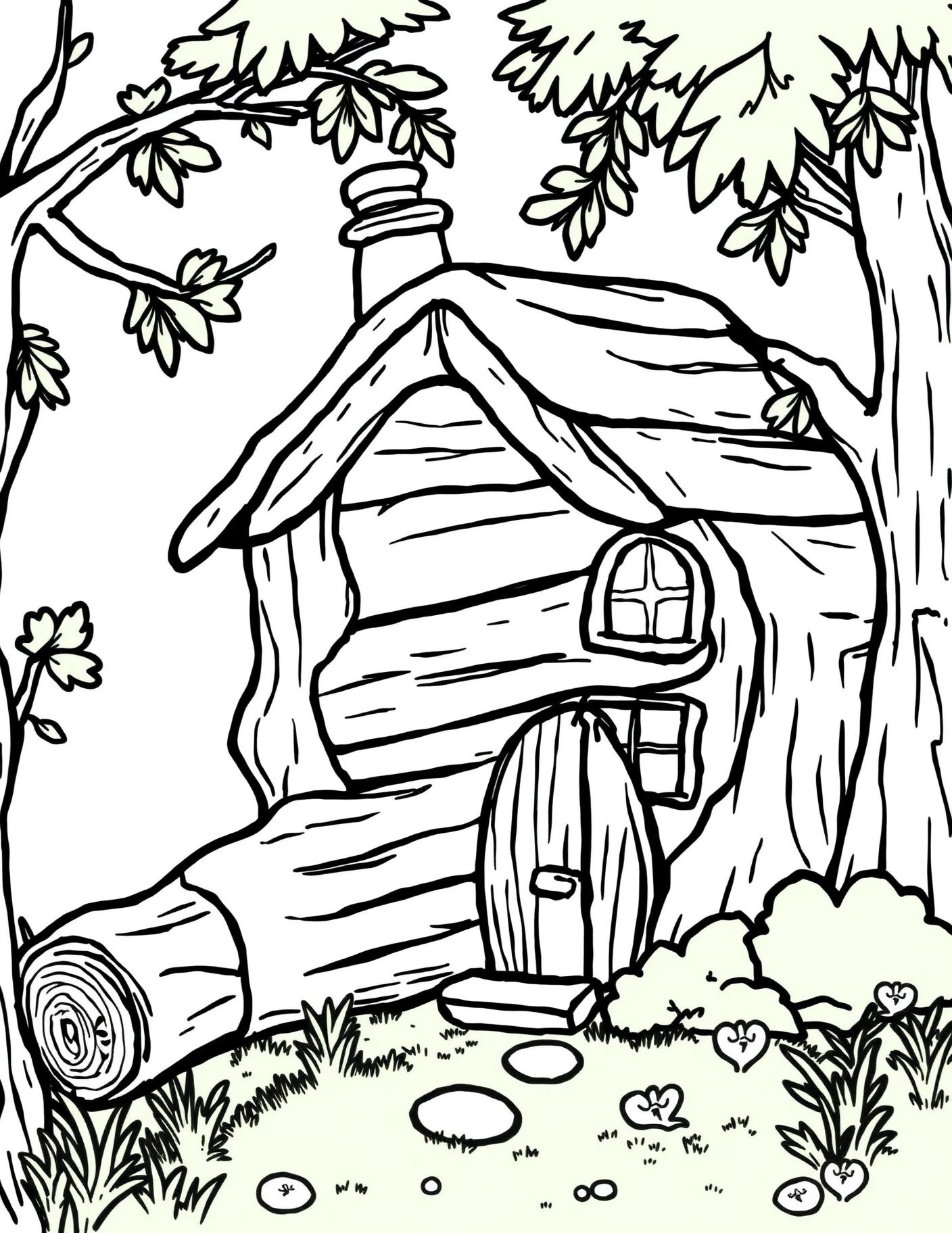 Hollow Log Home Coloring Page cover