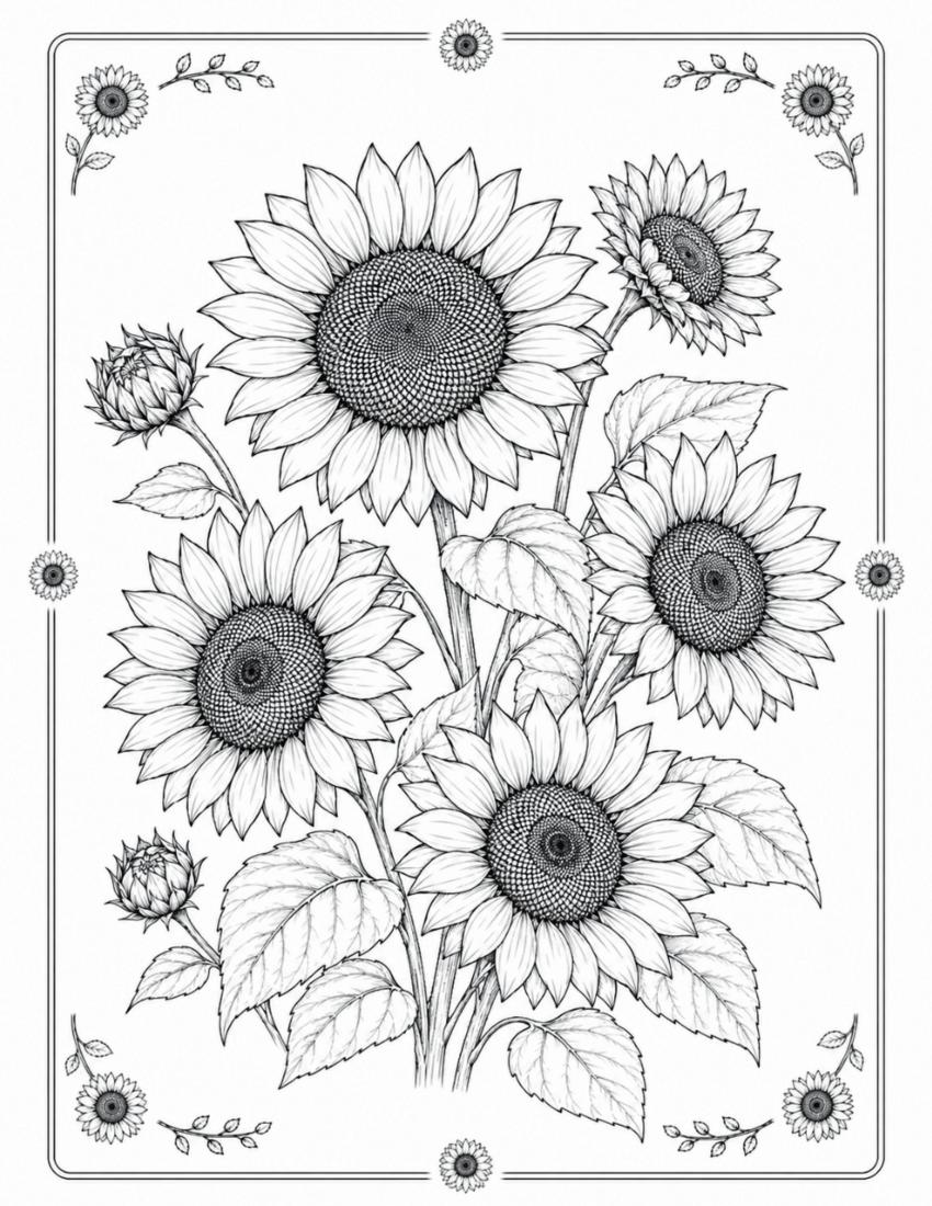 Sunflower Coloring Page cover
