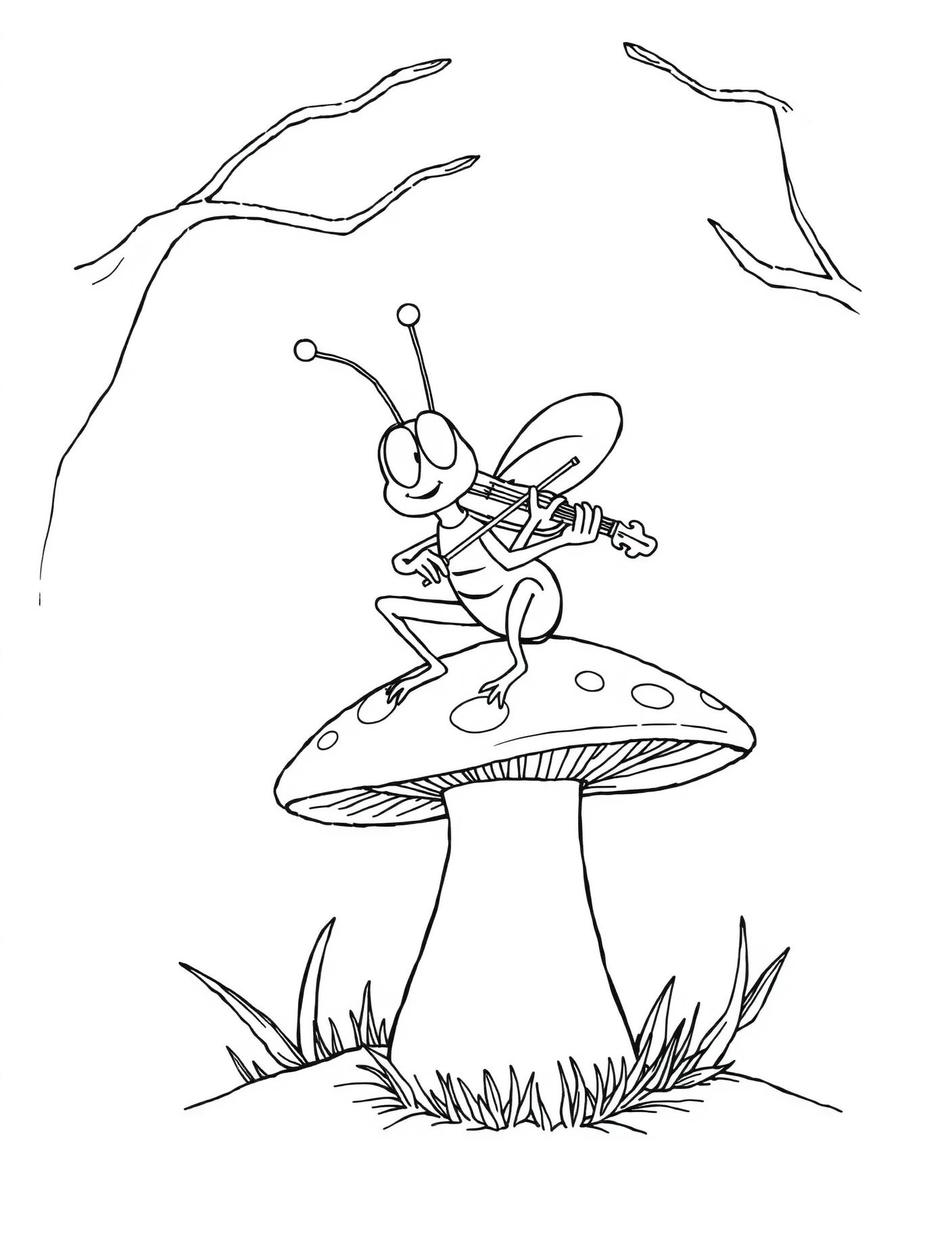 Violin Playing Cricket Coloring Page cover