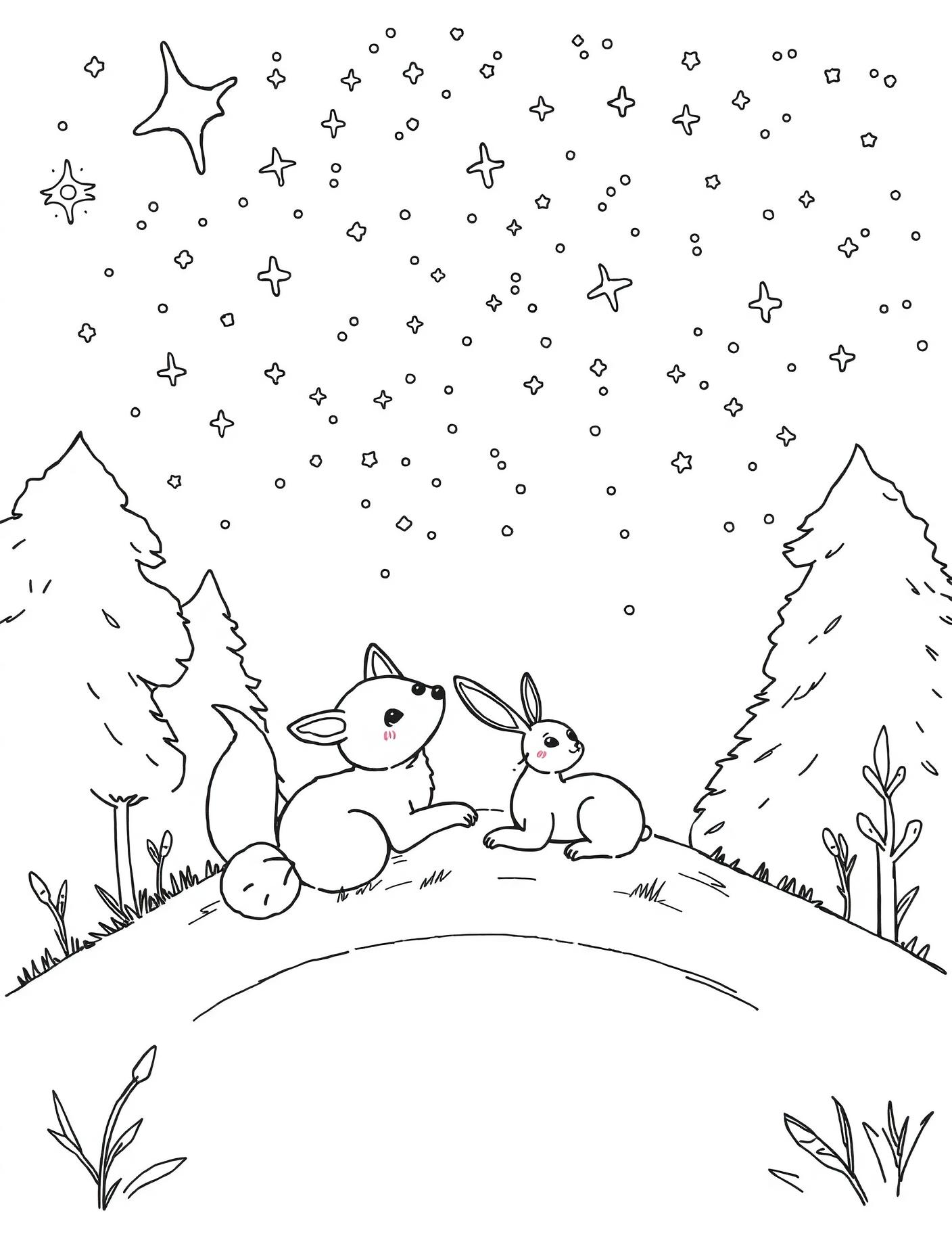 Woodland Star Gazing Coloring Page cover