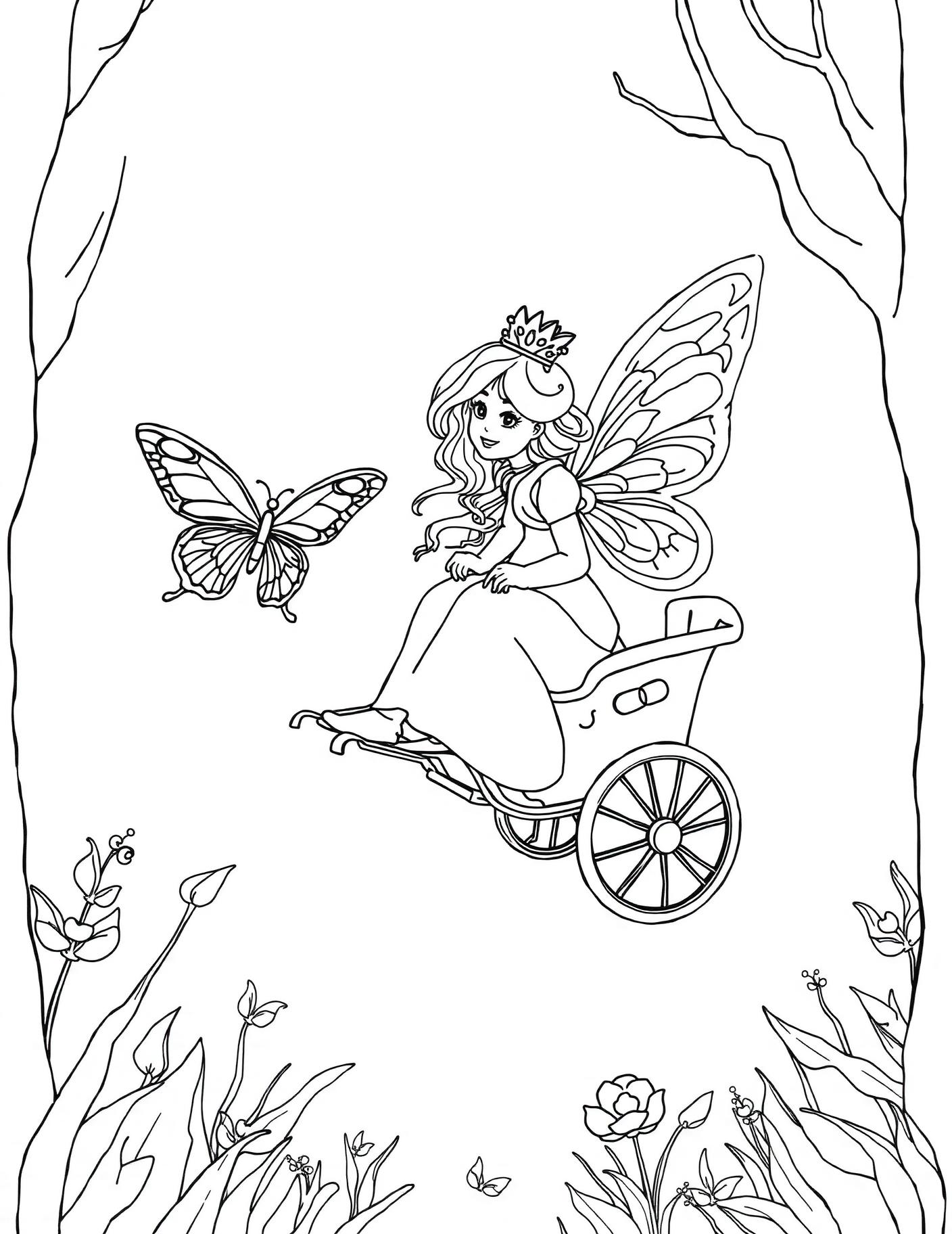 Butterfly Chariot Coloring Page cover
