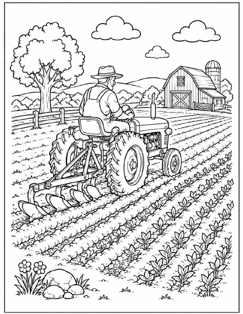 Farm Coloring Page 40 — Plowing the Field cover