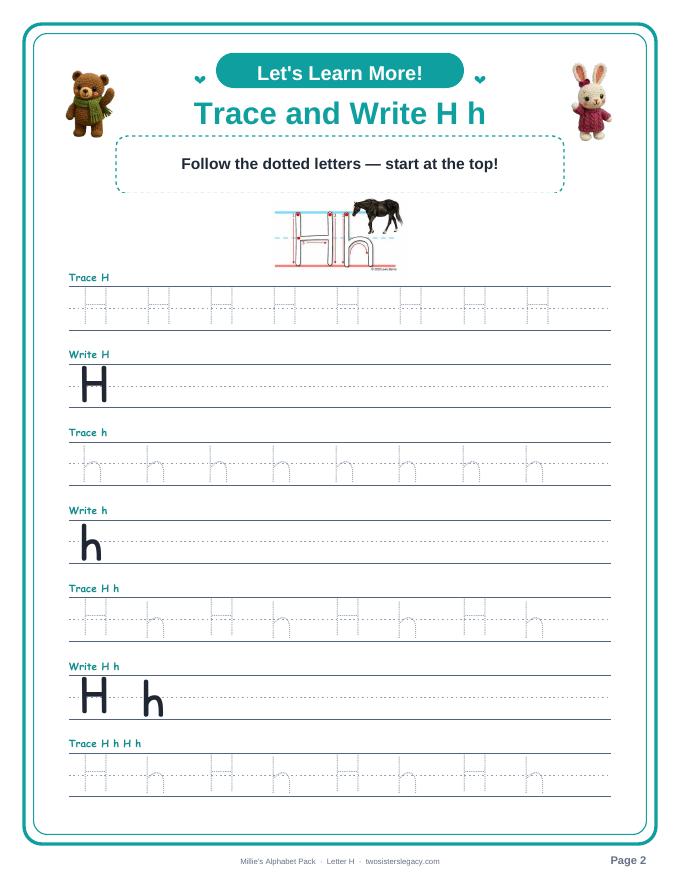 Letter H pack sample page 2