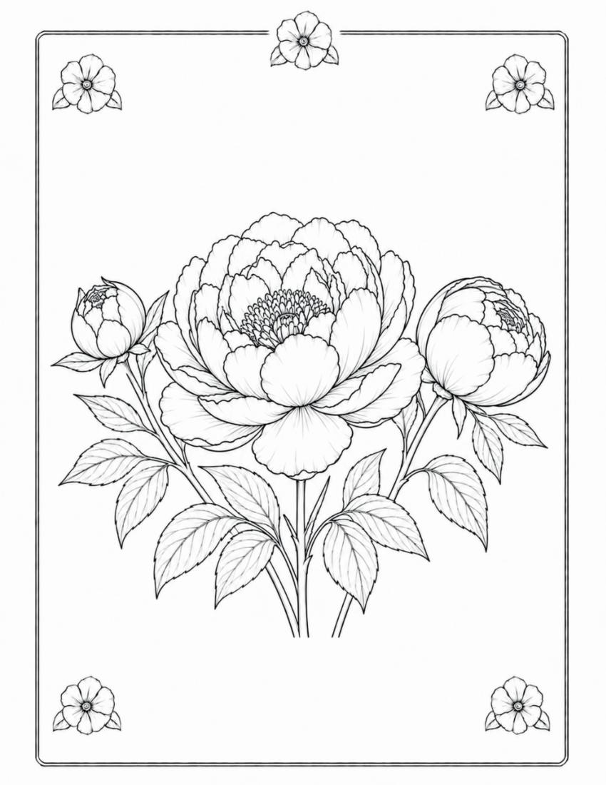 Peony Coloring Page cover