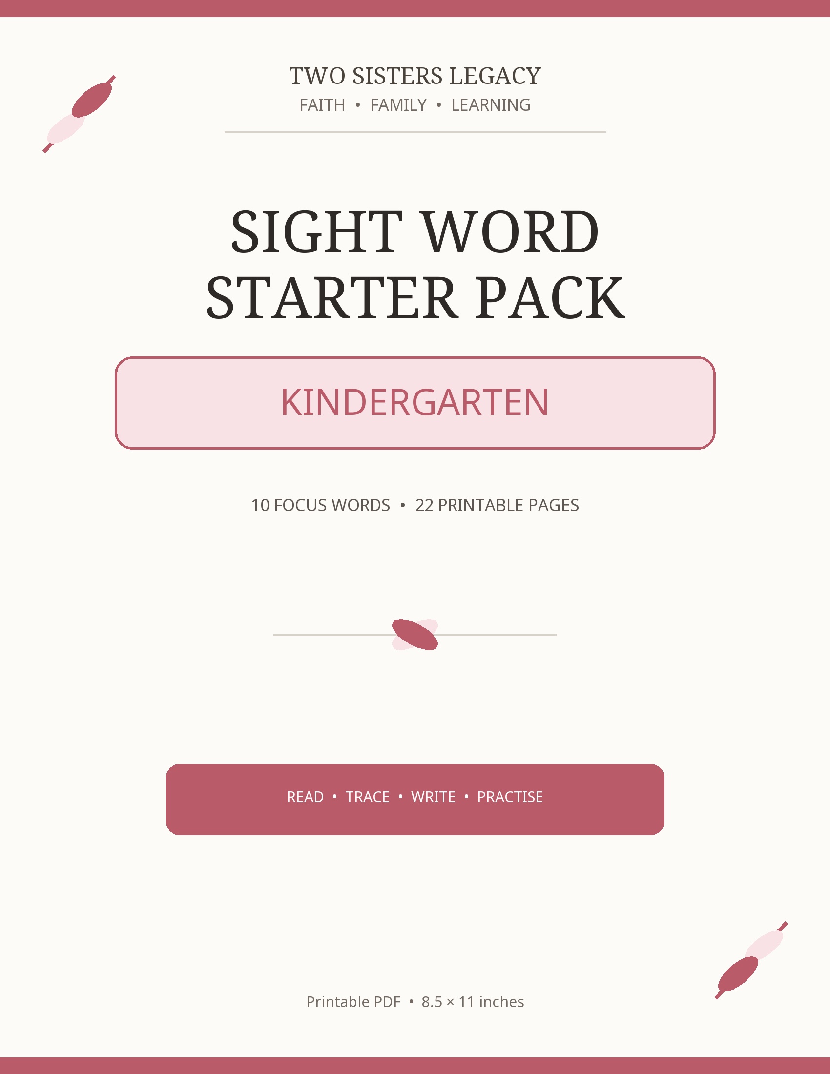 Kindergarten Sight Words — Starter Pack 1 cover