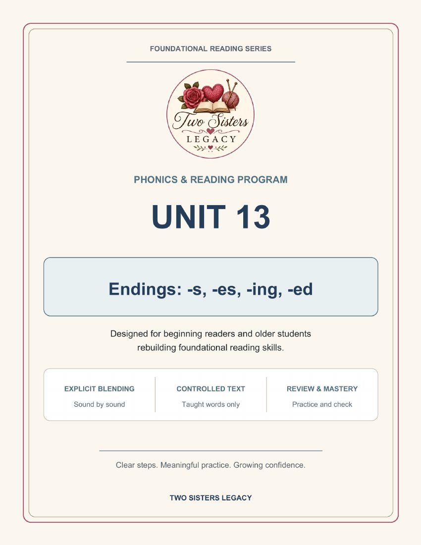 Reading Program Unit 13: Endings: -s, -es, -ing, -ed cover