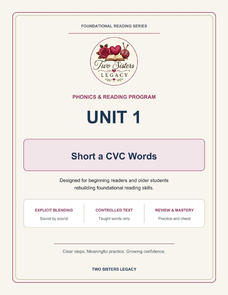Reading Program Unit 1: Short a CVC Words cover