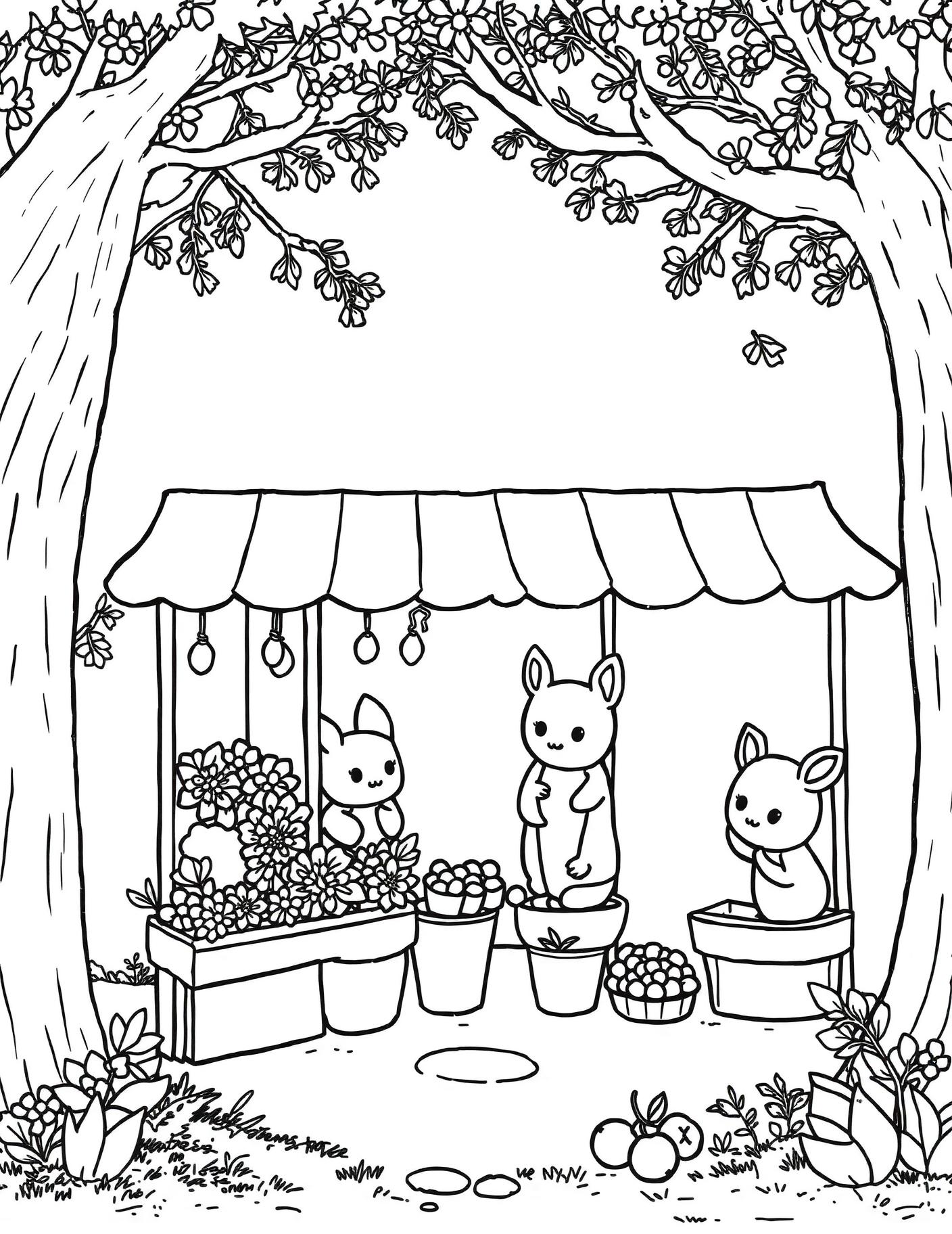 Fairy Market Stalls Coloring Page cover