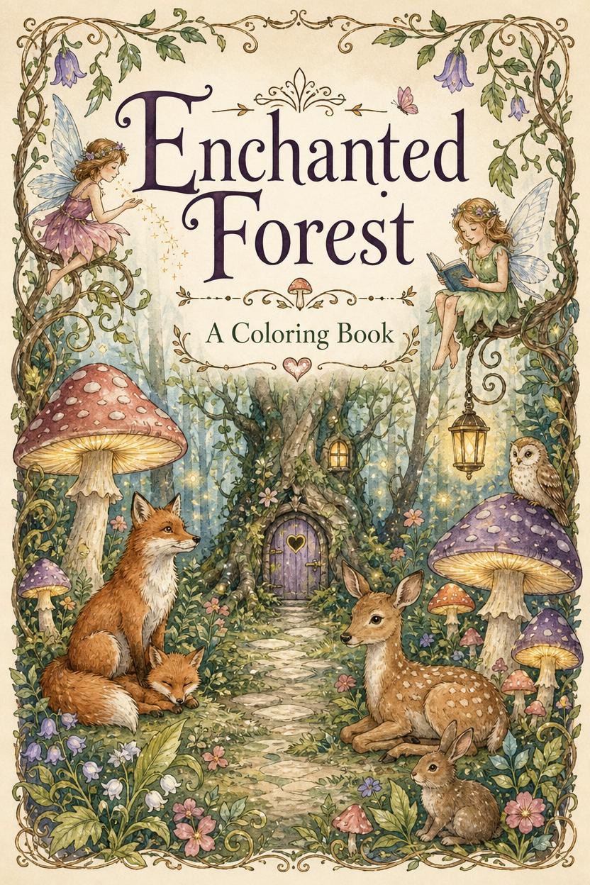 Enchanted Forest Coloring Book — Complete Bundle (100 pages) cover
