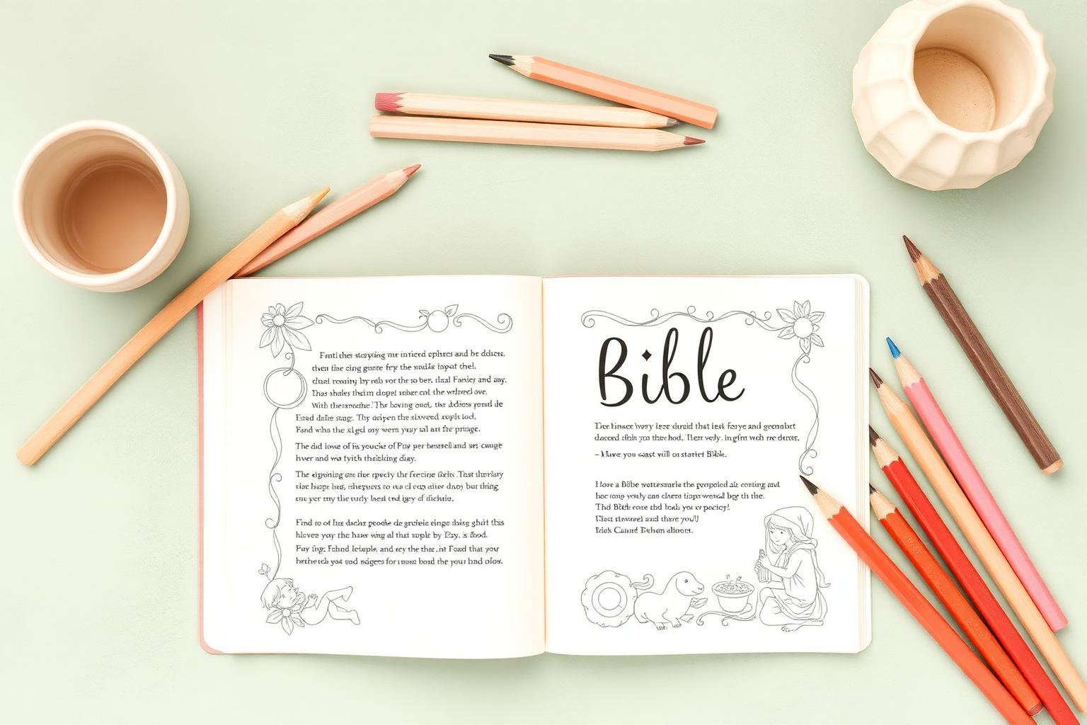 Coloring book with colored pencils
