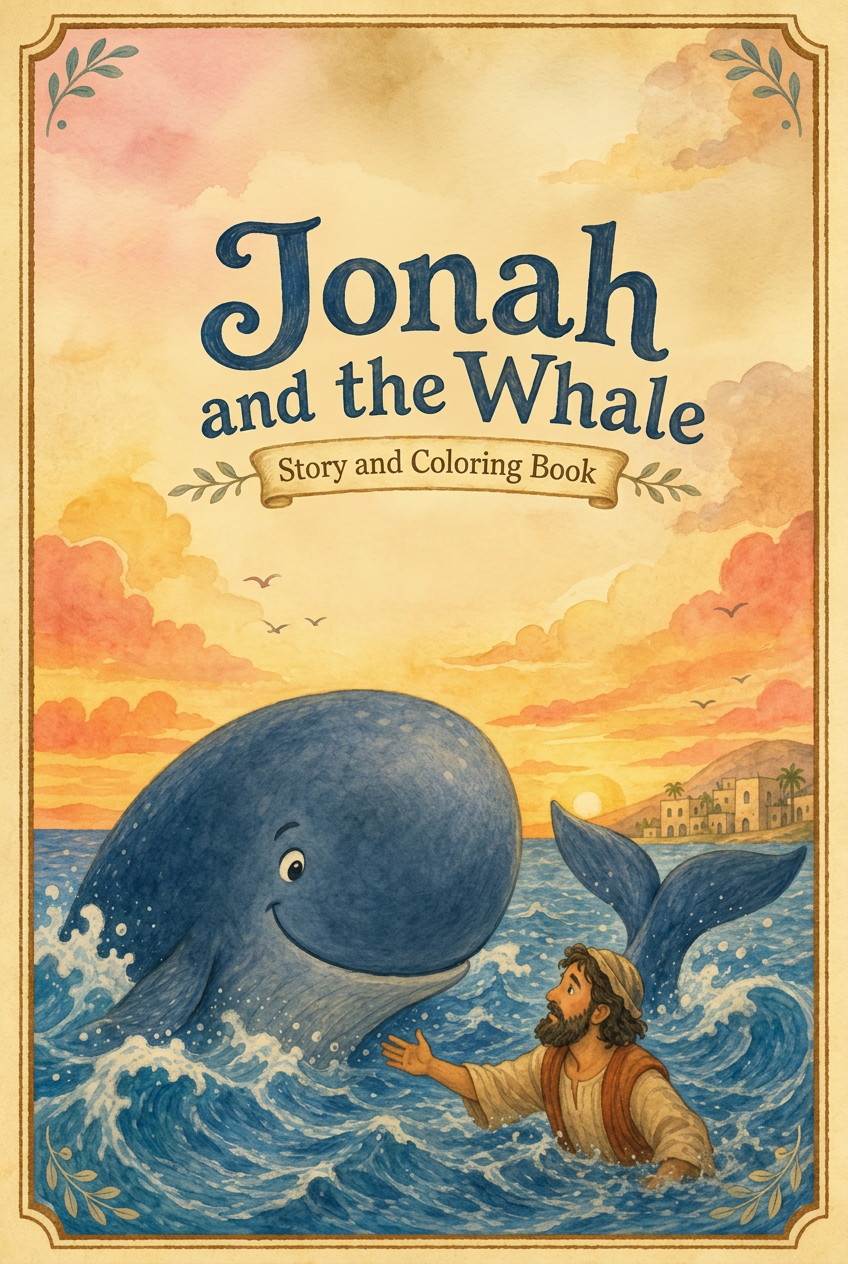 Jonah & the Whale Story and Coloring Book cover