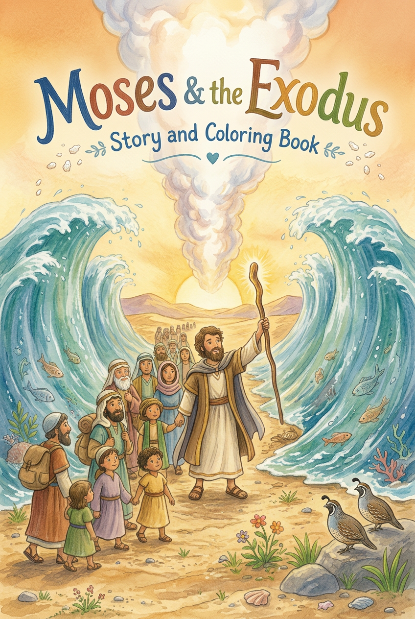 Moses & the Exodus Story and Coloring Book cover