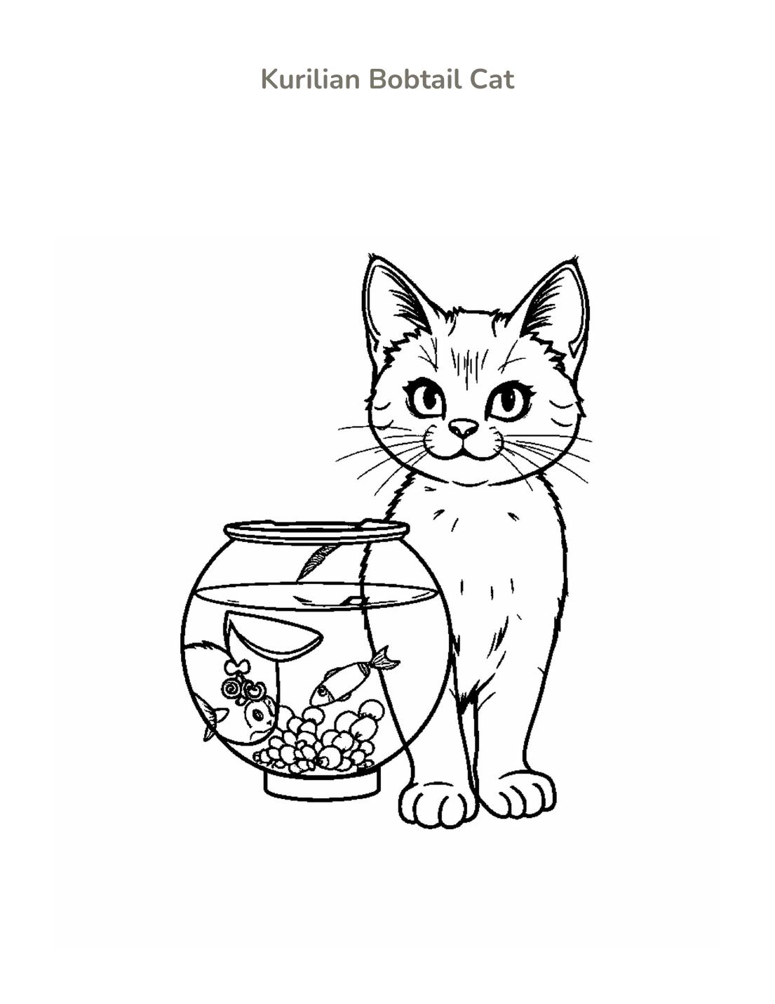 Kurilian Bobtail Cat Coloring Page cover