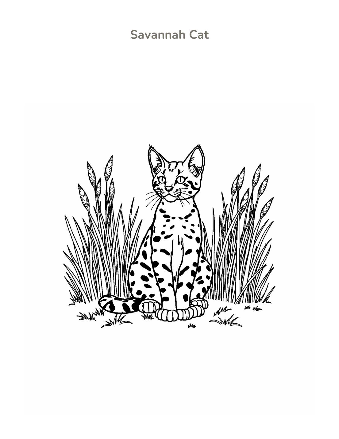 Savannah Cat Coloring Page cover