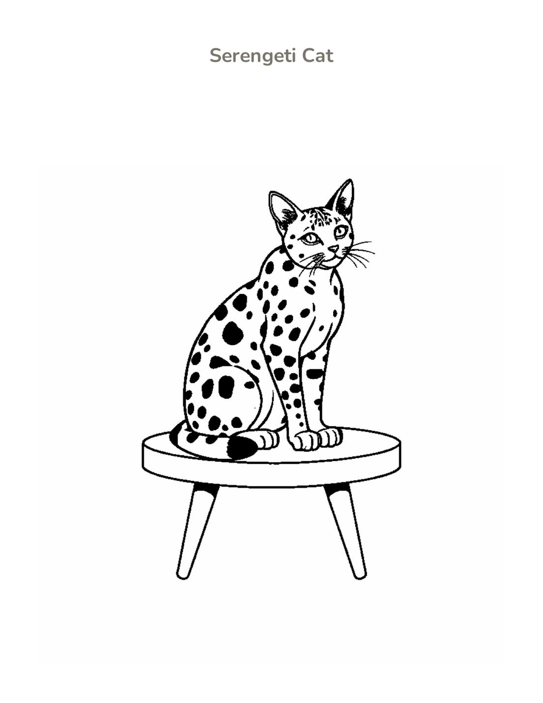 Serengeti Cat Coloring Page cover